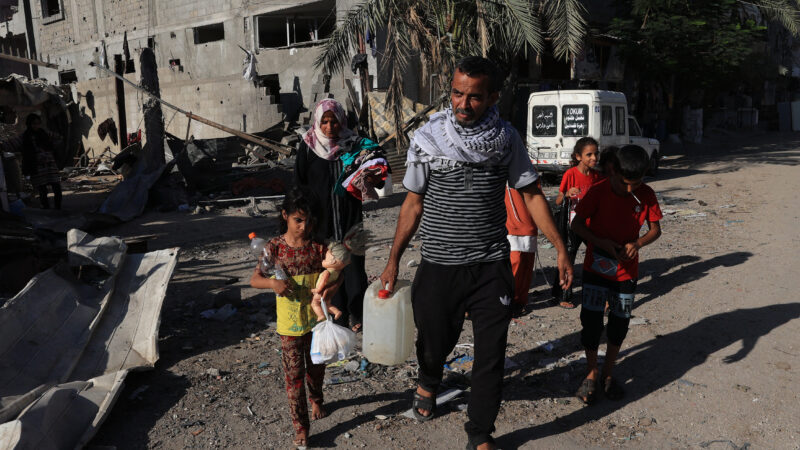 A Group of Palestinian Refugees Moves into a Severely Damaged School in Gaza