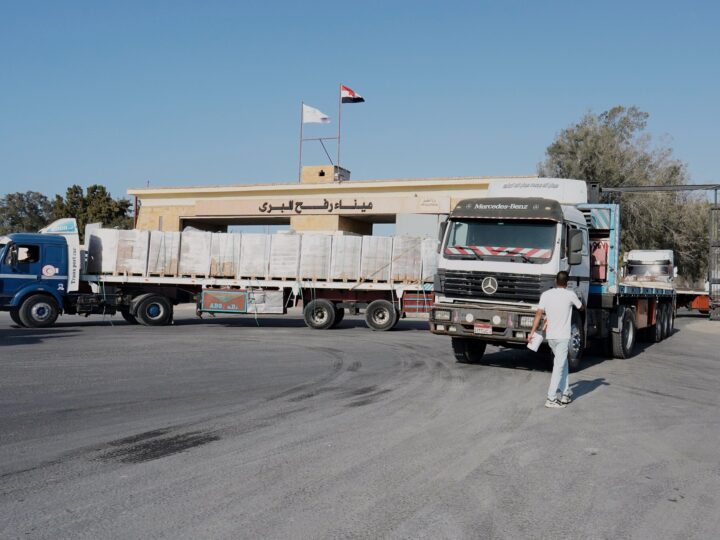 At the Rafah International Crossing, Trucks Delivering Relief for Gaza Wait for Days