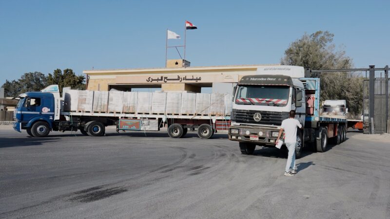 At the Rafah International Crossing, Trucks Delivering Relief for Gaza Wait for Days